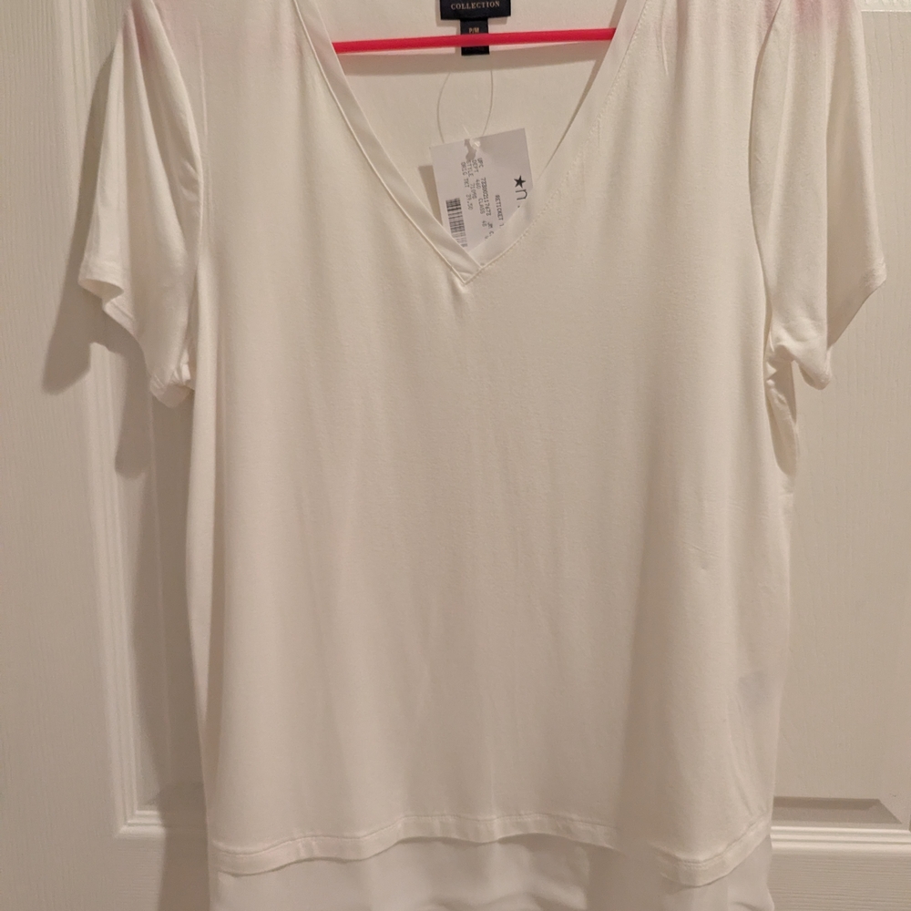 Women's White V-Neck Top